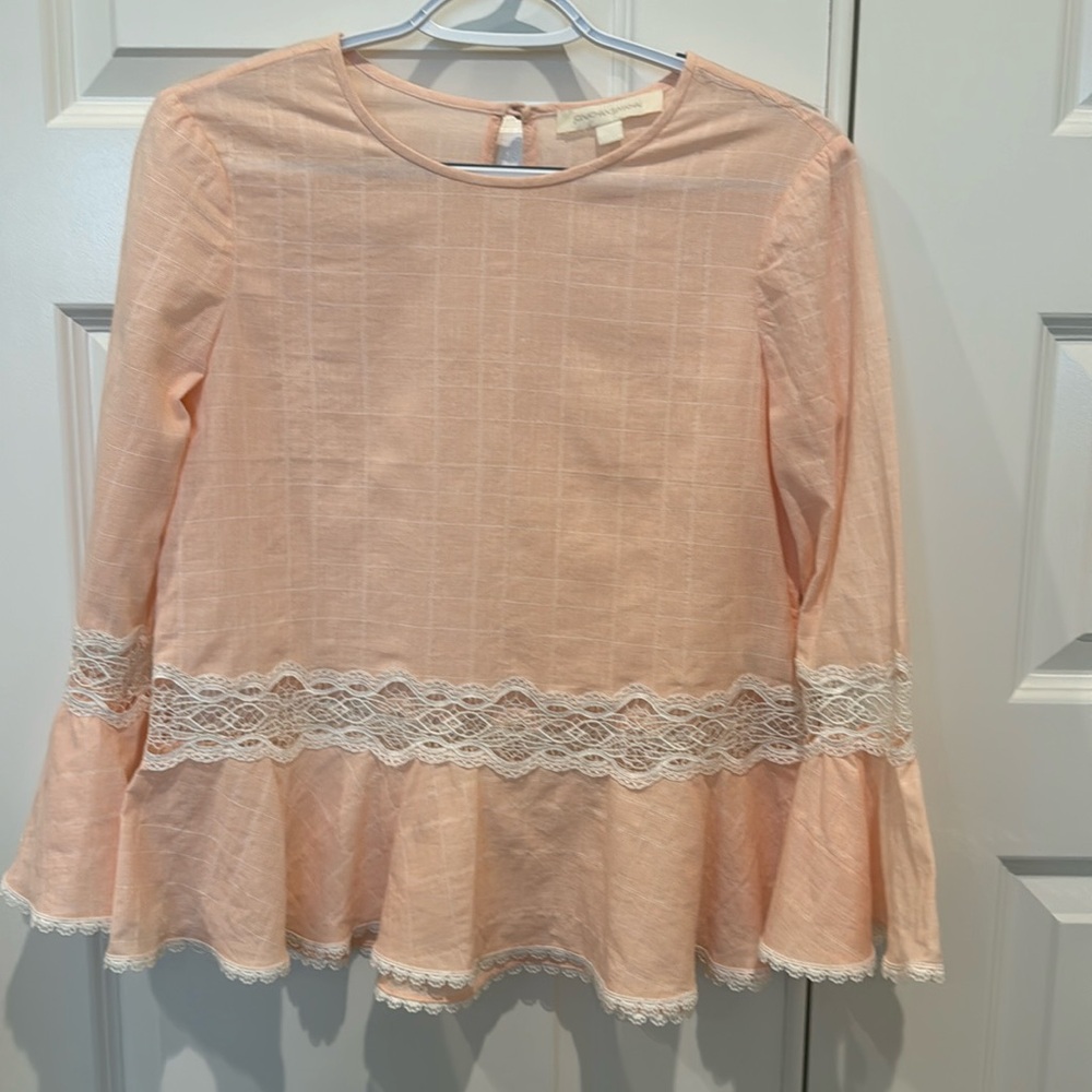 JONATHAN SIMKHAI Cotton Blouse w/ Lace Insets Size XS
